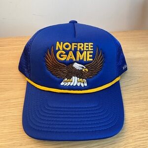 Field Grade 'NO FREE GAME' Eagle Mesh Trucker Hat Royal Blue NWOT